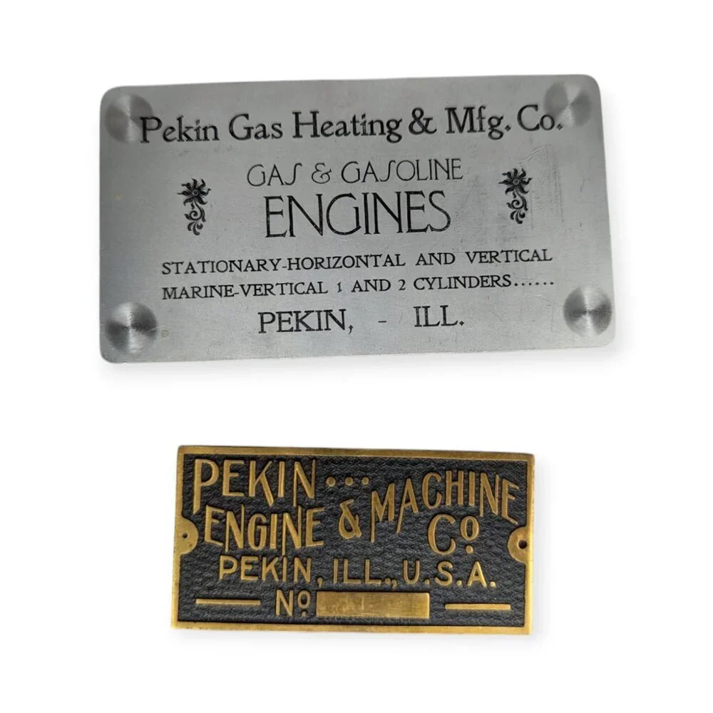 Vintage Pekin Gas Heating & Manufacturing Co Metal Plates Pekin Illinois USA